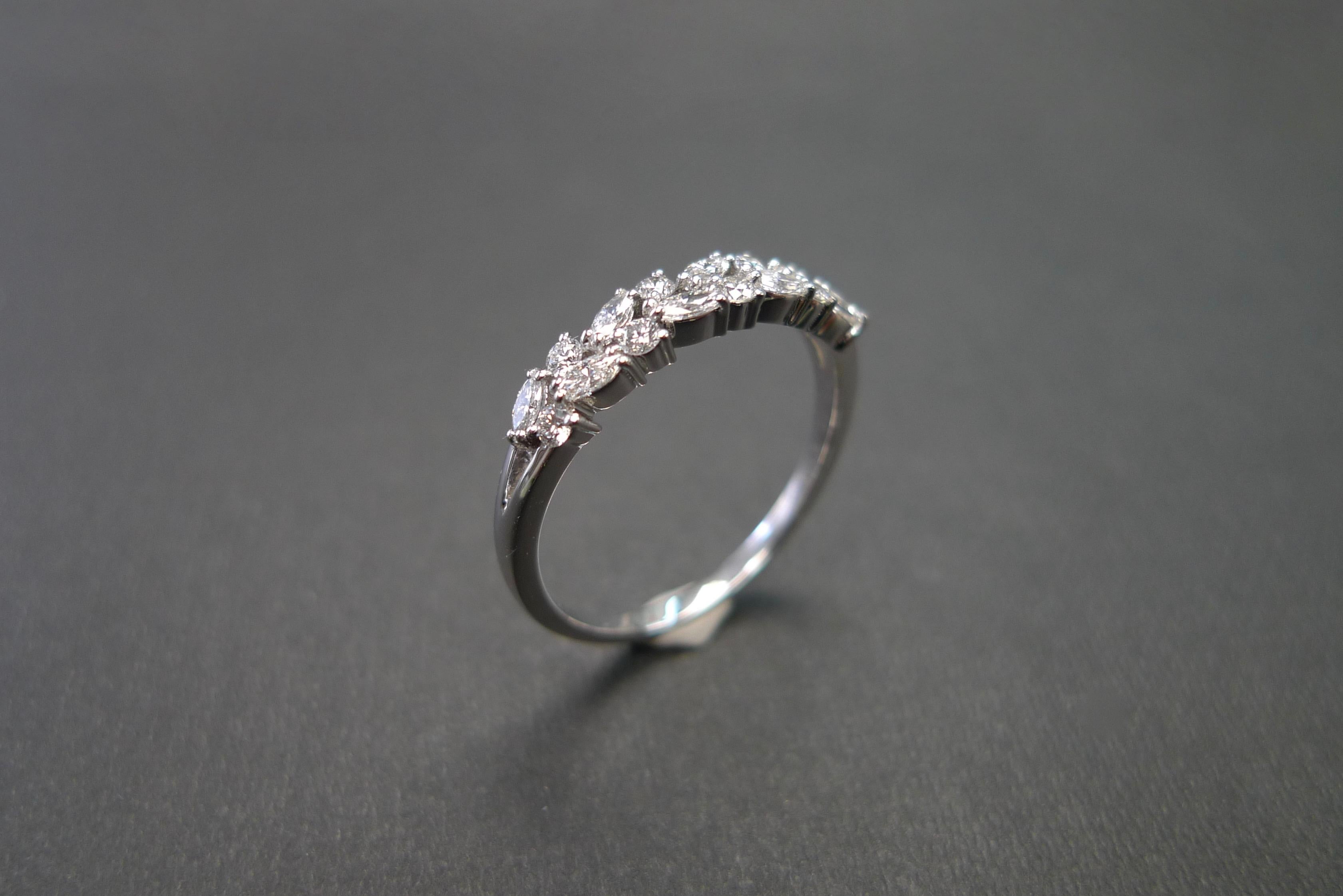For Sale:  Marquise Diamond and Round Brilliant Cut Diamond Wedding Ring in 18K White Gold  13