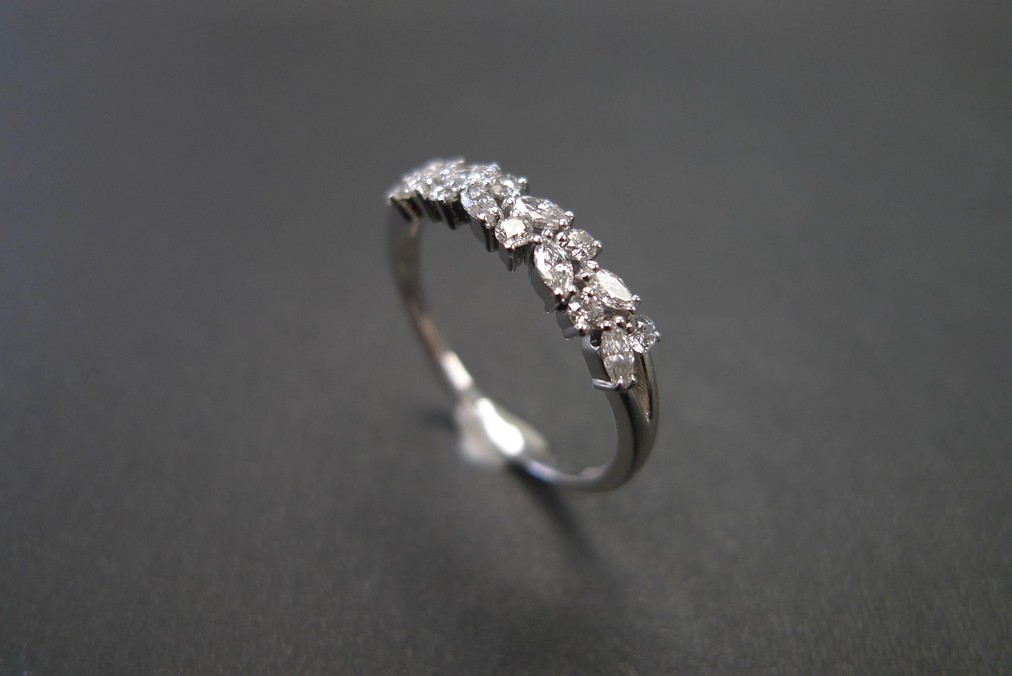 For Sale:  Marquise Diamond and Round Brilliant Cut Diamond Wedding Ring in 18K White Gold  15