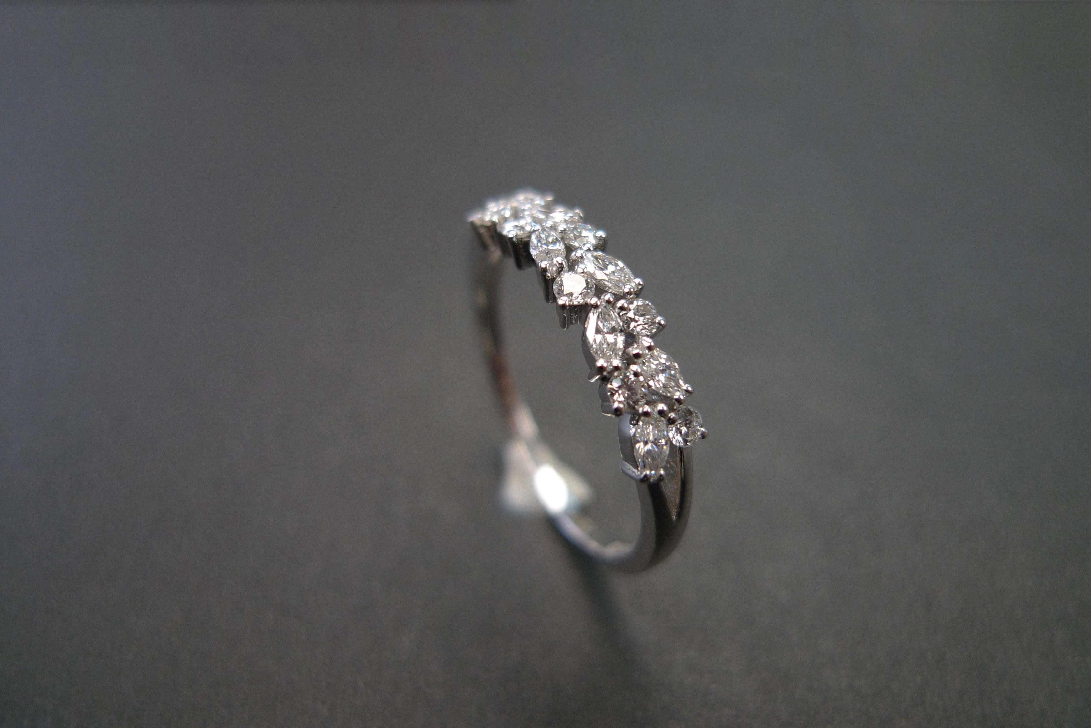 For Sale:  Marquise Diamond and Round Brilliant Cut Diamond Wedding Ring in 18K White Gold  16