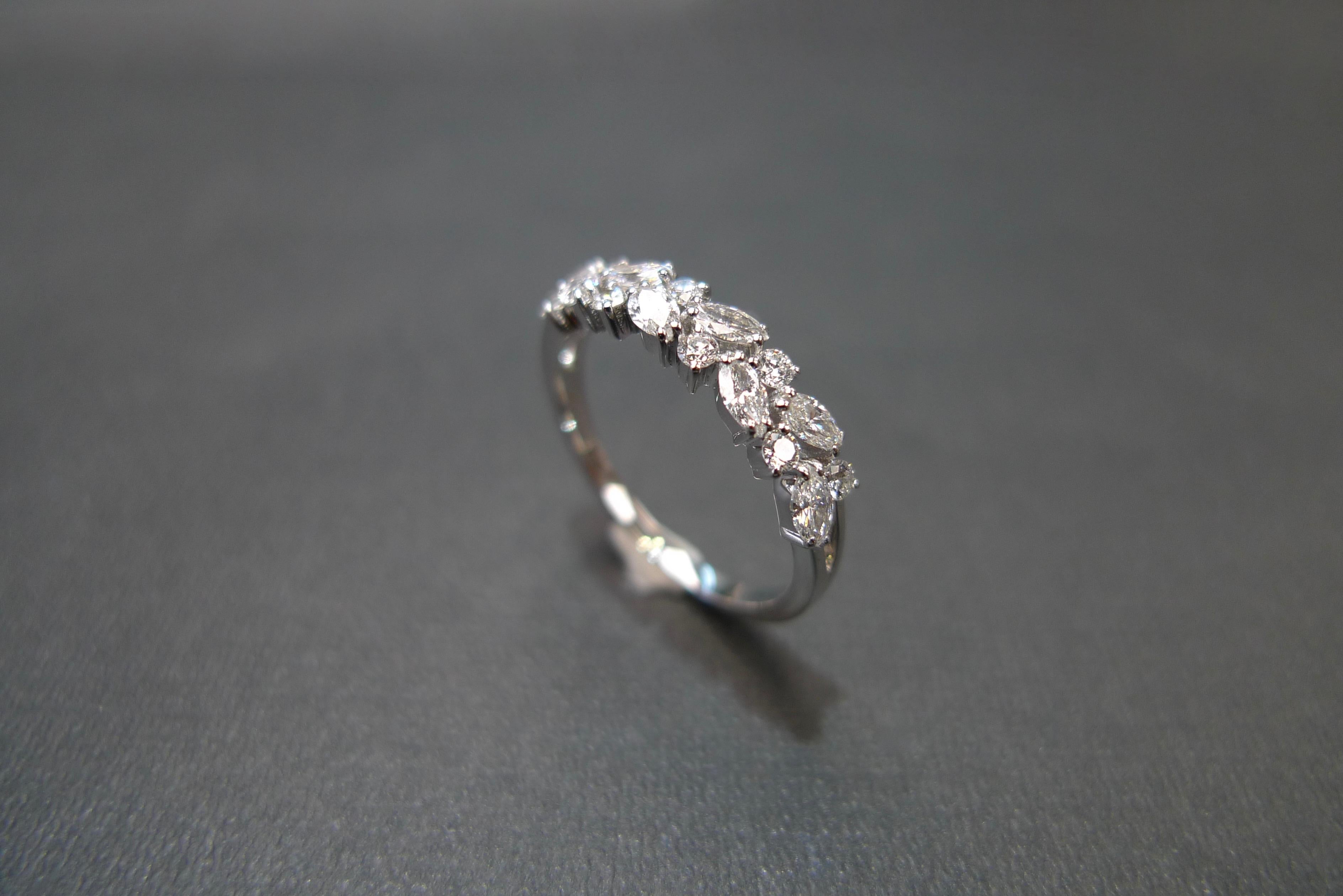For Sale:  Marquise Diamond and Round Brilliant Cut Diamond Wedding Ring in 18K White Gold  8