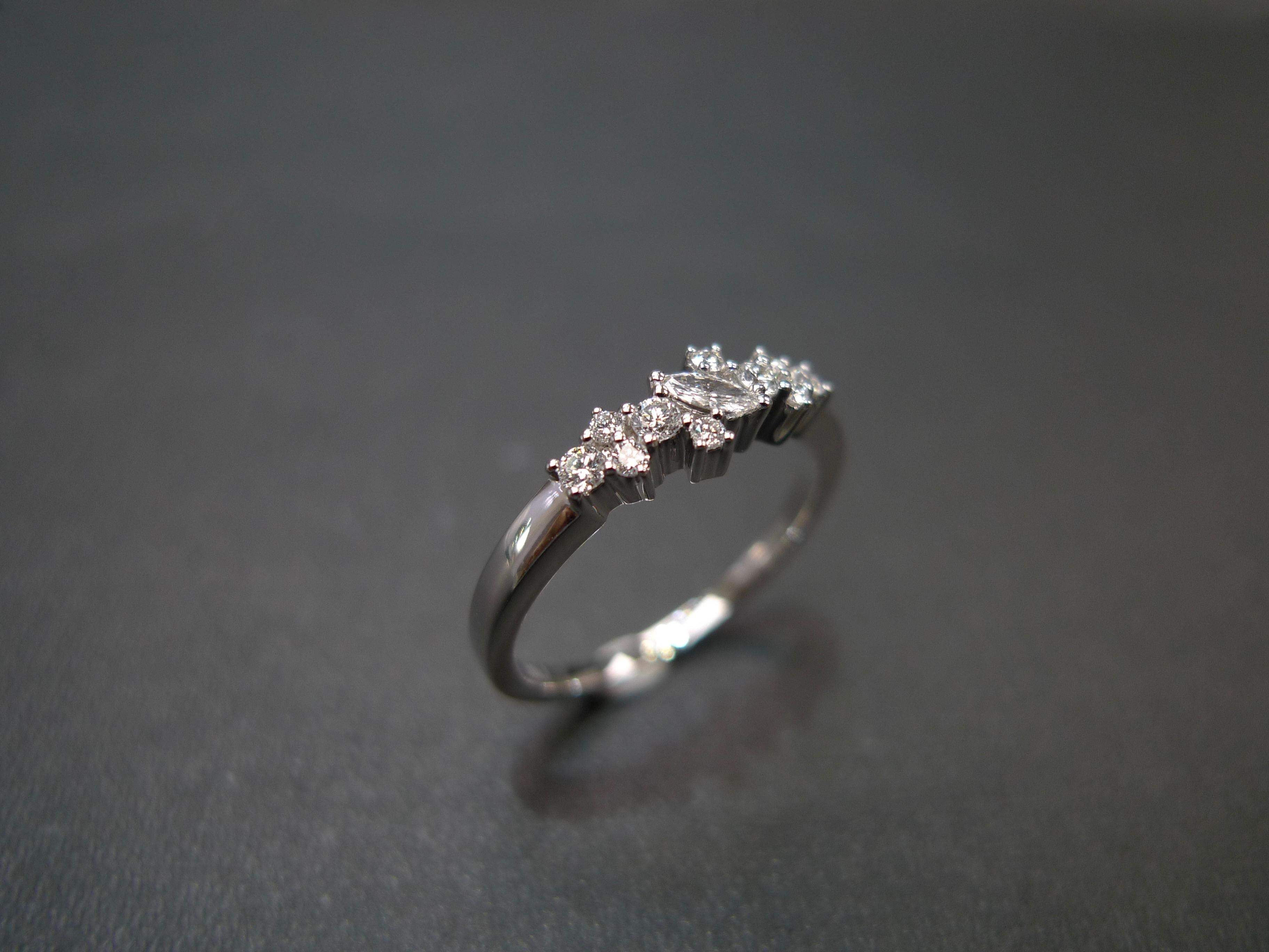 For Sale:  Marquise Diamond and Round Brilliant Diamond Wedding Ring in 18k White Gold 5
