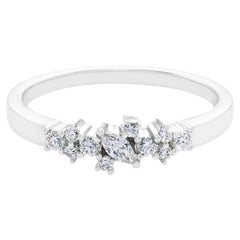 Marquise Diamond and Round Brilliant Diamond Wedding Ring in 18k White Gold