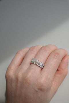 Marquise Diamond and Round Diamond Elegant Ring 14K Solid White Gold