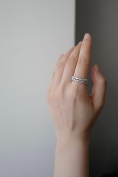 Marquise Diamond and Round Diamonds Half Eternity Wedding Band in 18K White Gold