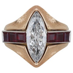 Marquise Diamond and Ruby Convertible Ring, circa 1950.