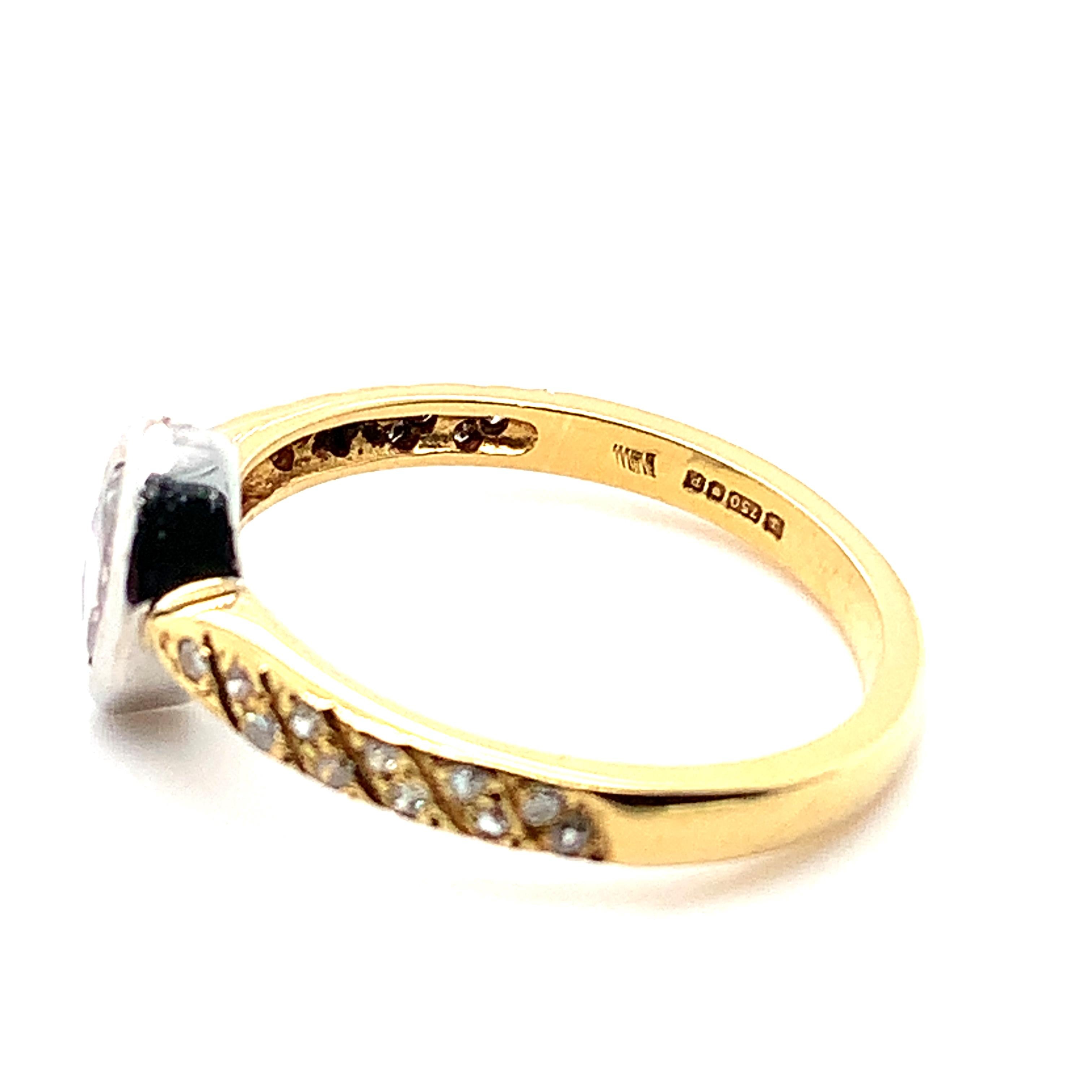 Marquise Cut Marquise diamond art deco engagement ring 18k yellow gold For Sale
