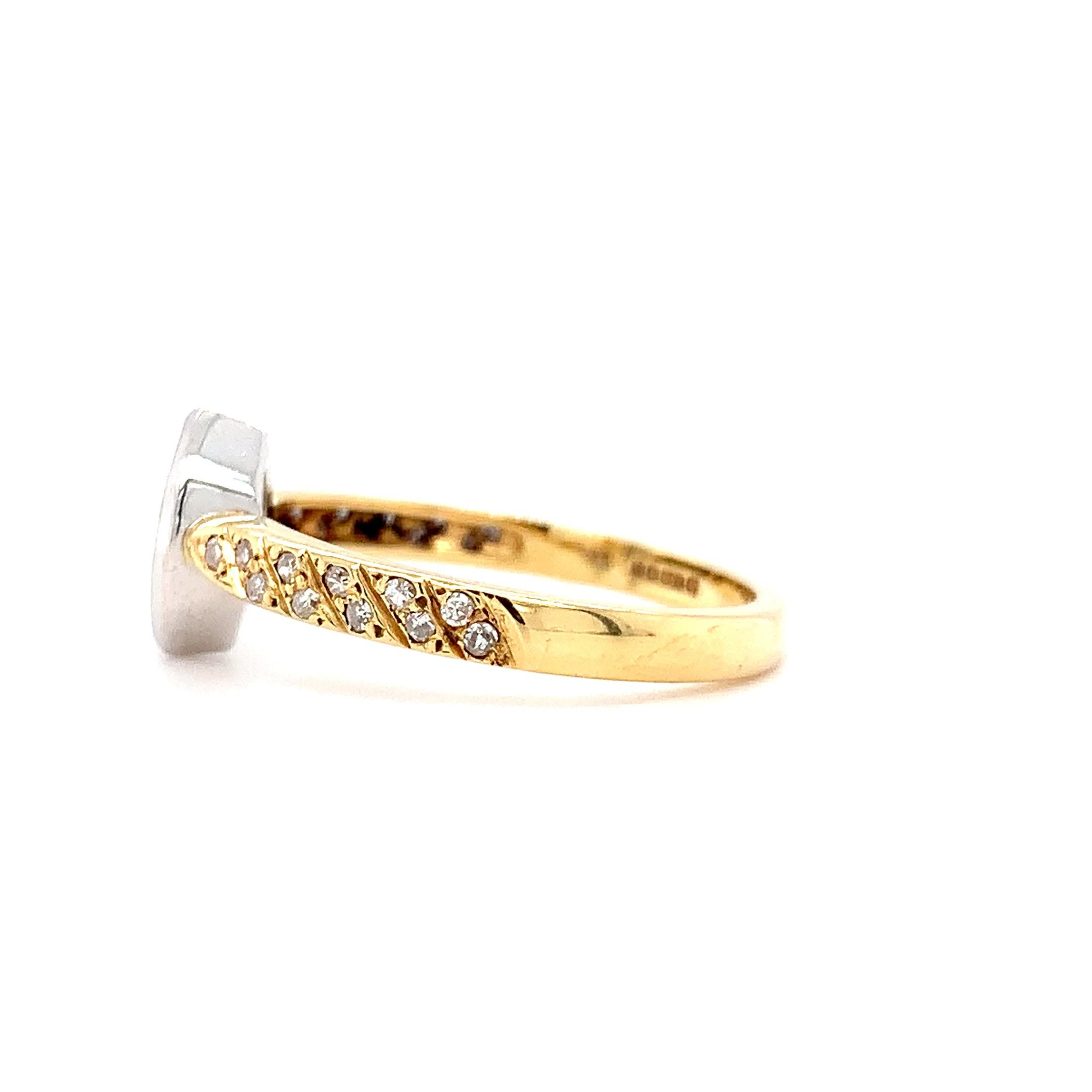 Marquise diamond art deco engagement ring 18k yellow gold For Sale 2