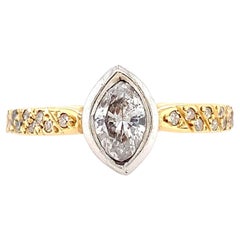 Used Marquise diamond art deco engagement ring 18k yellow gold
