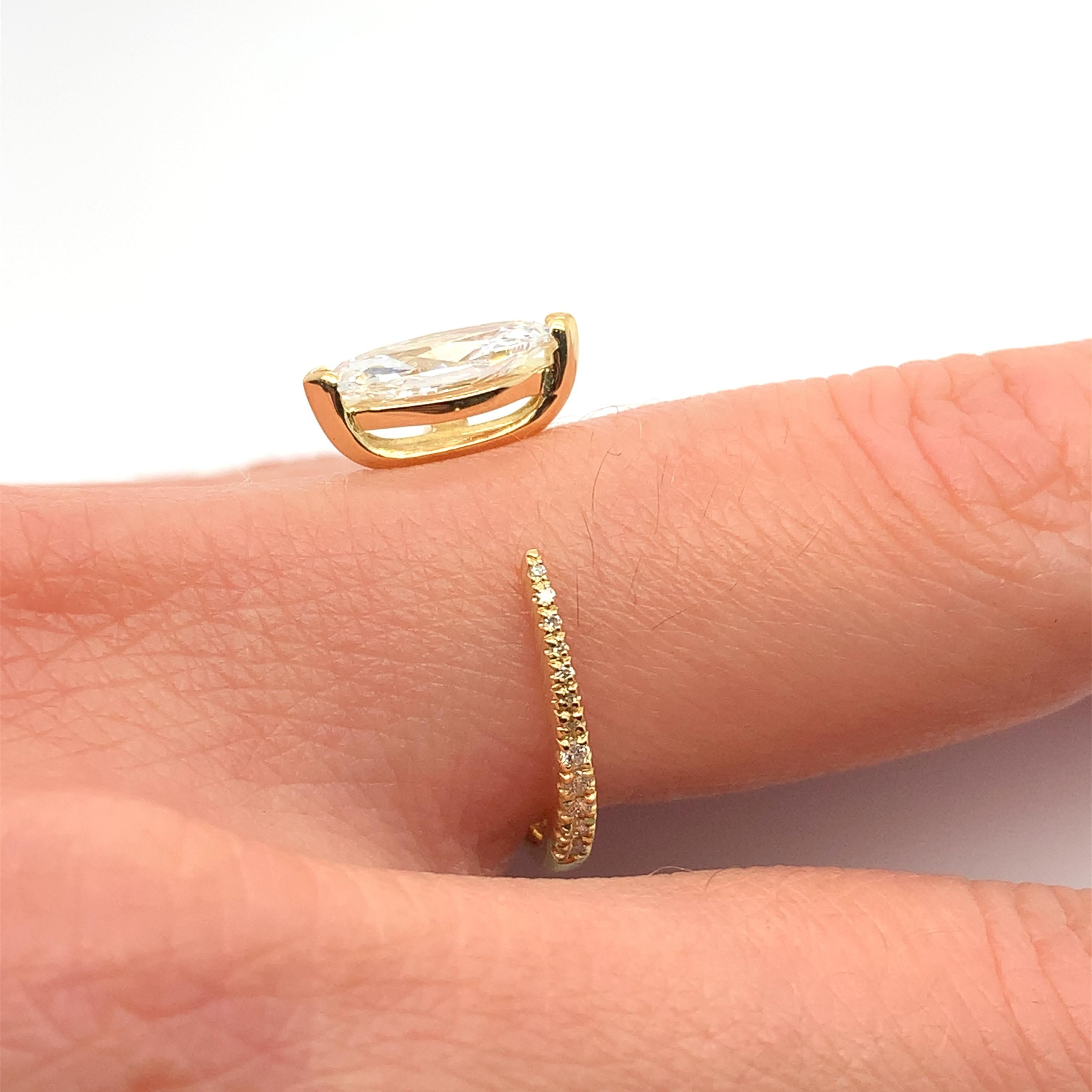 Marquise diamond art deco split open band cocktail ring 18k yellow gold In New Condition For Sale In London, GB