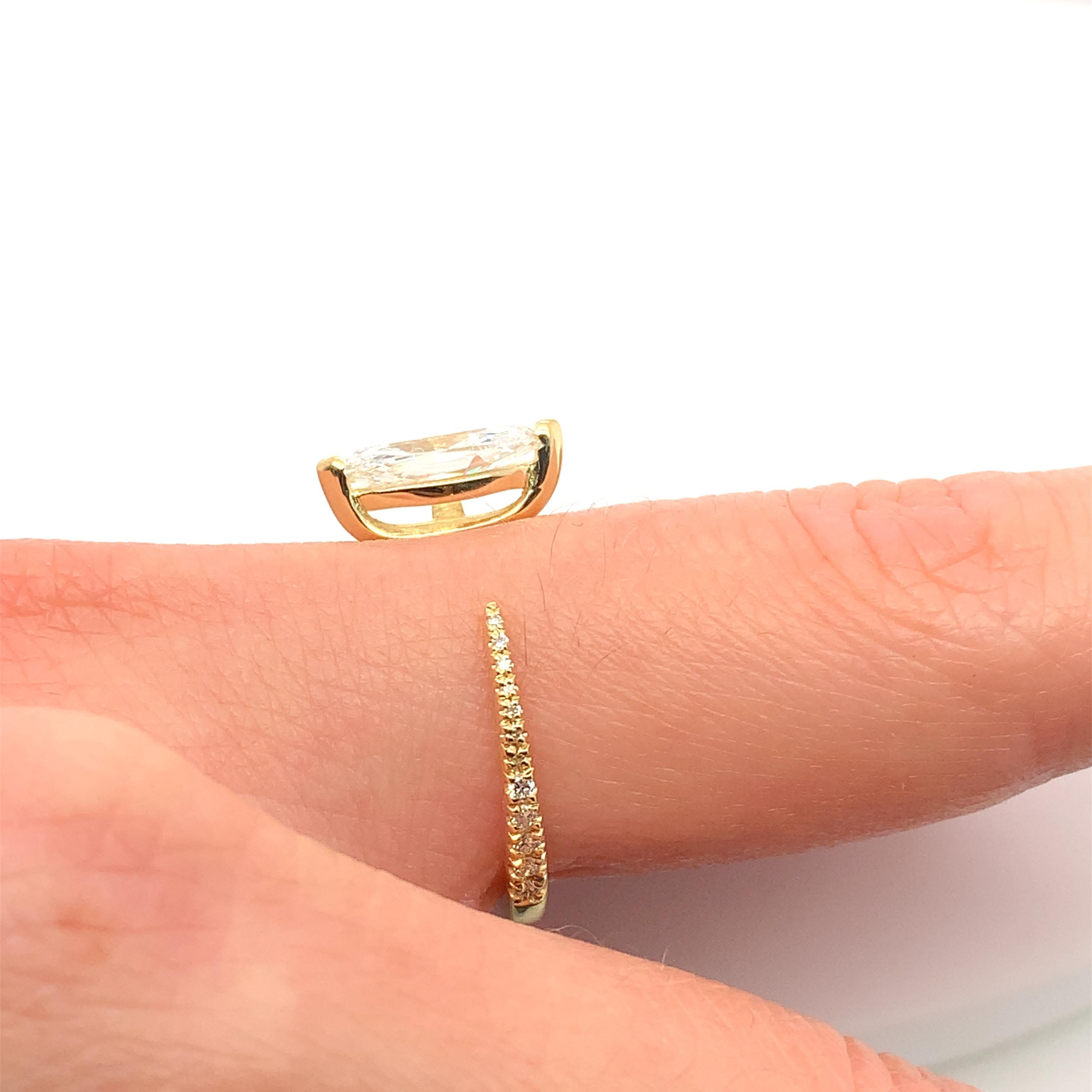 Marquise diamond art deco split open band cocktail ring 18k yellow gold For Sale 1
