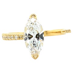 Marquesa de diamantes art deco banda abierta dividida anillo de cóctel de oro amarillo de 18k