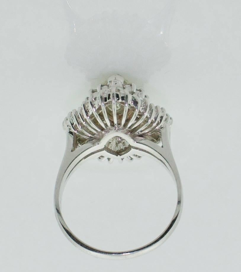 Marquise Diamond Ballerina Ring in White Gold GIA Certified J SI2
