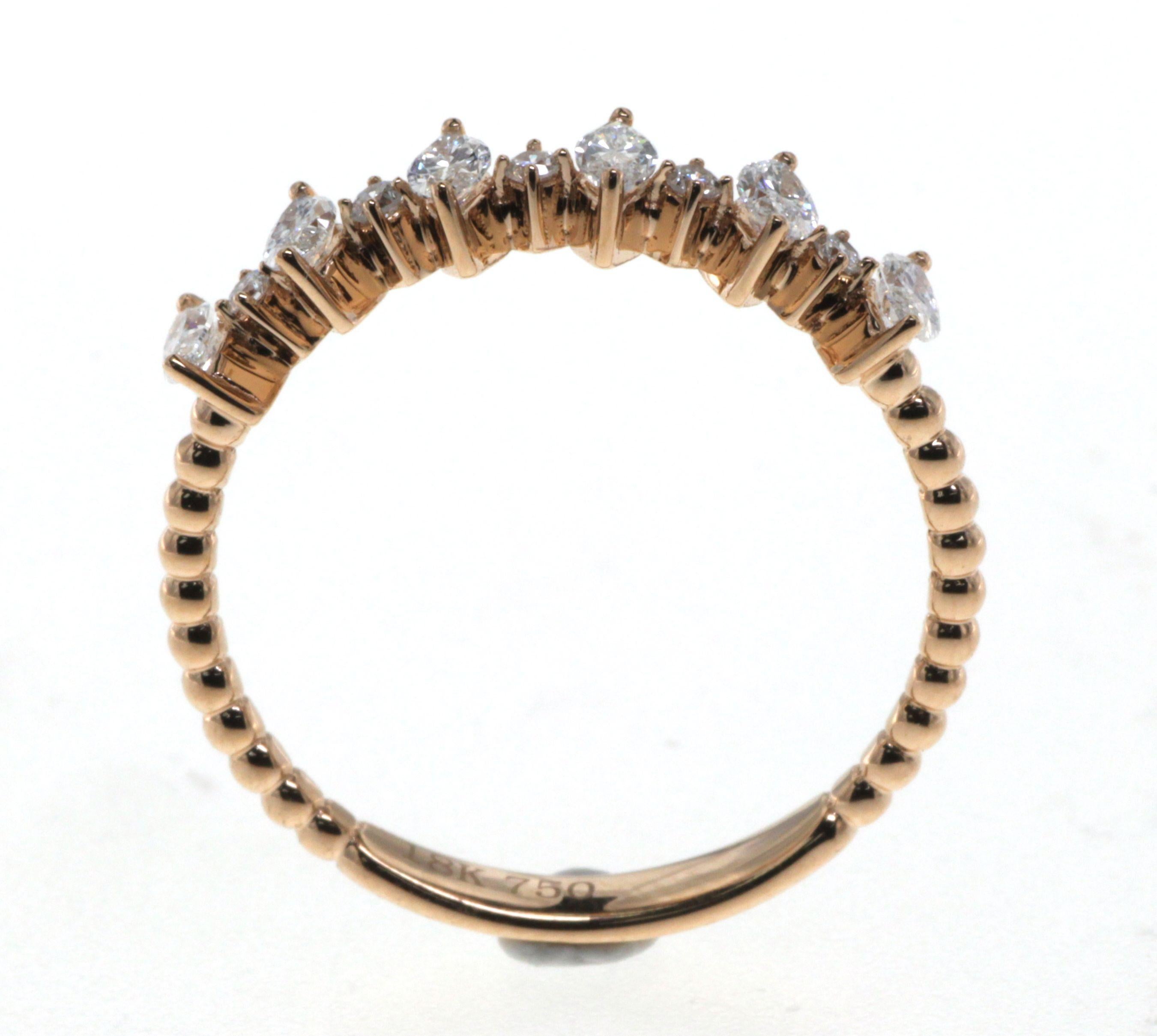 Marquise Cut 0.46Ct Marquise Diamond Band Ring in 18 Karat Rose Gold For Sale