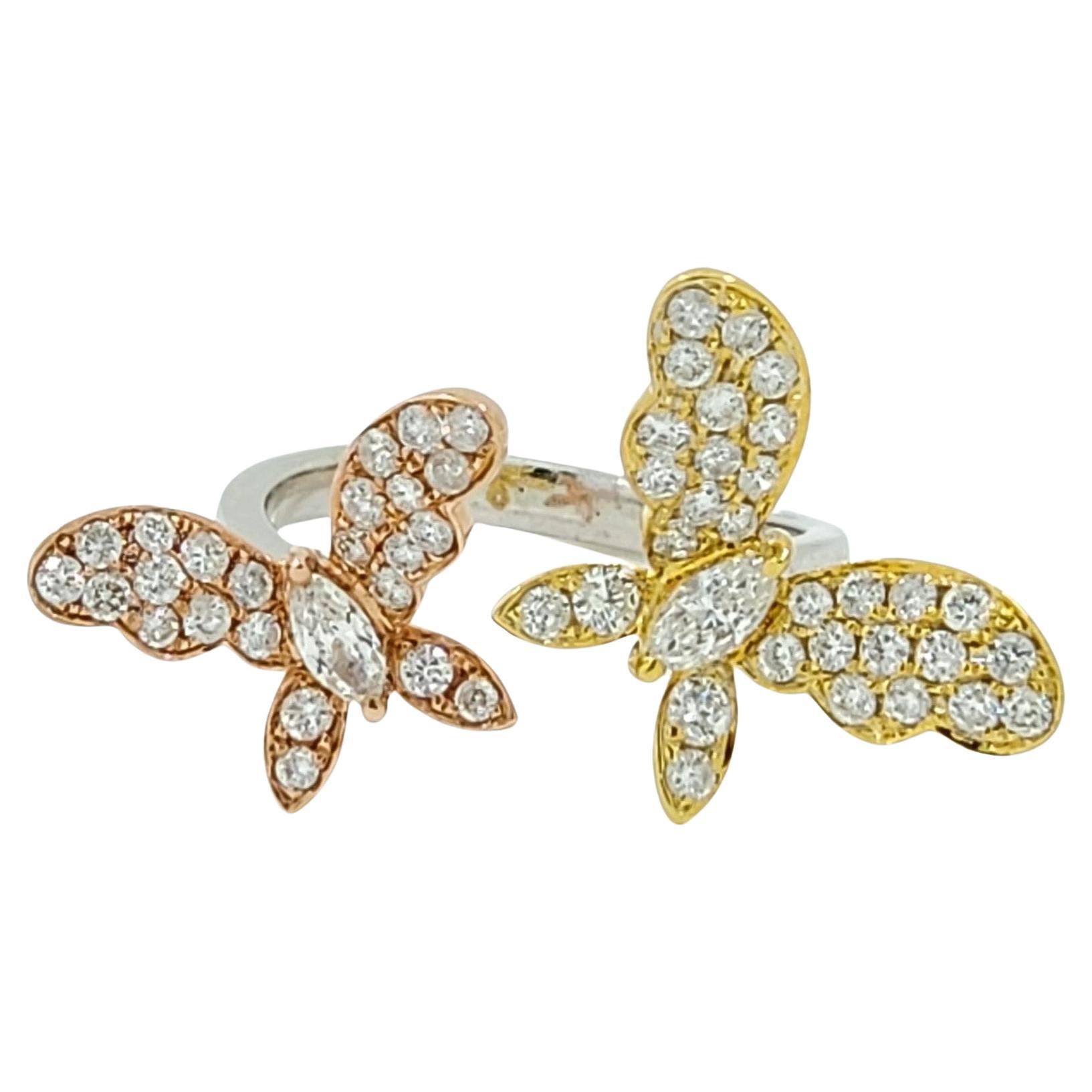 Marquise Diamond Butterfly Ring in 18 Karat Gold