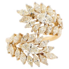 Bypass-Ring aus 18 Karat Gelbgold mit Marquise-Diamant 3 Karat