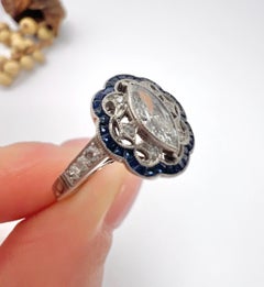 Marquise Diamond & Calibrated Sapphire, Art Deco-Style Fancy Cluster Ring