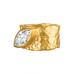 Marquise Diamond Cigar Band Ring in 22k Gold