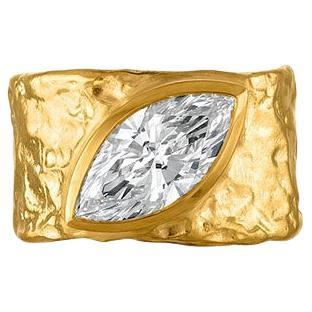 Marquise Diamond Cigar Band Ring in 22k Gold