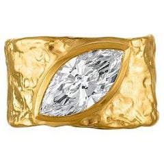 Marquise Diamond Cigar Band Ring in 22k Gold