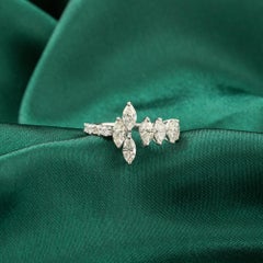 Natural 1.18 Ct SI/H Marquise Diamond Cluster Ring in 18K White Gold
