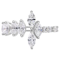 Natural 1.18 Ct SI/H Marquise Diamond Cluster Ring in 18K White Gold
