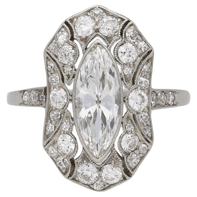 Marquise diamond cluster ring, circa 1925.