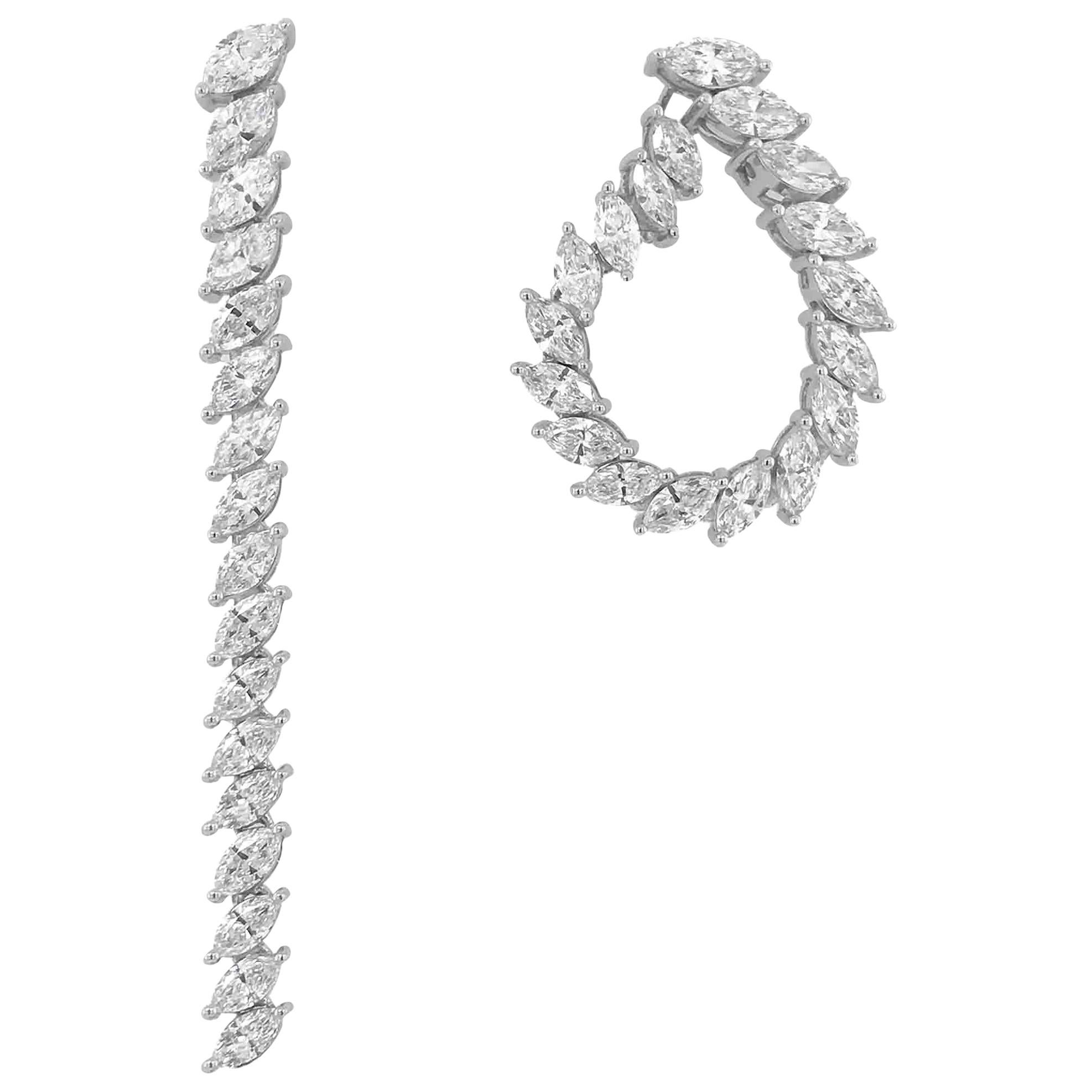 Marquise Diamond Convertible Earrings 3.88 Carat in 18 KT White Gold 