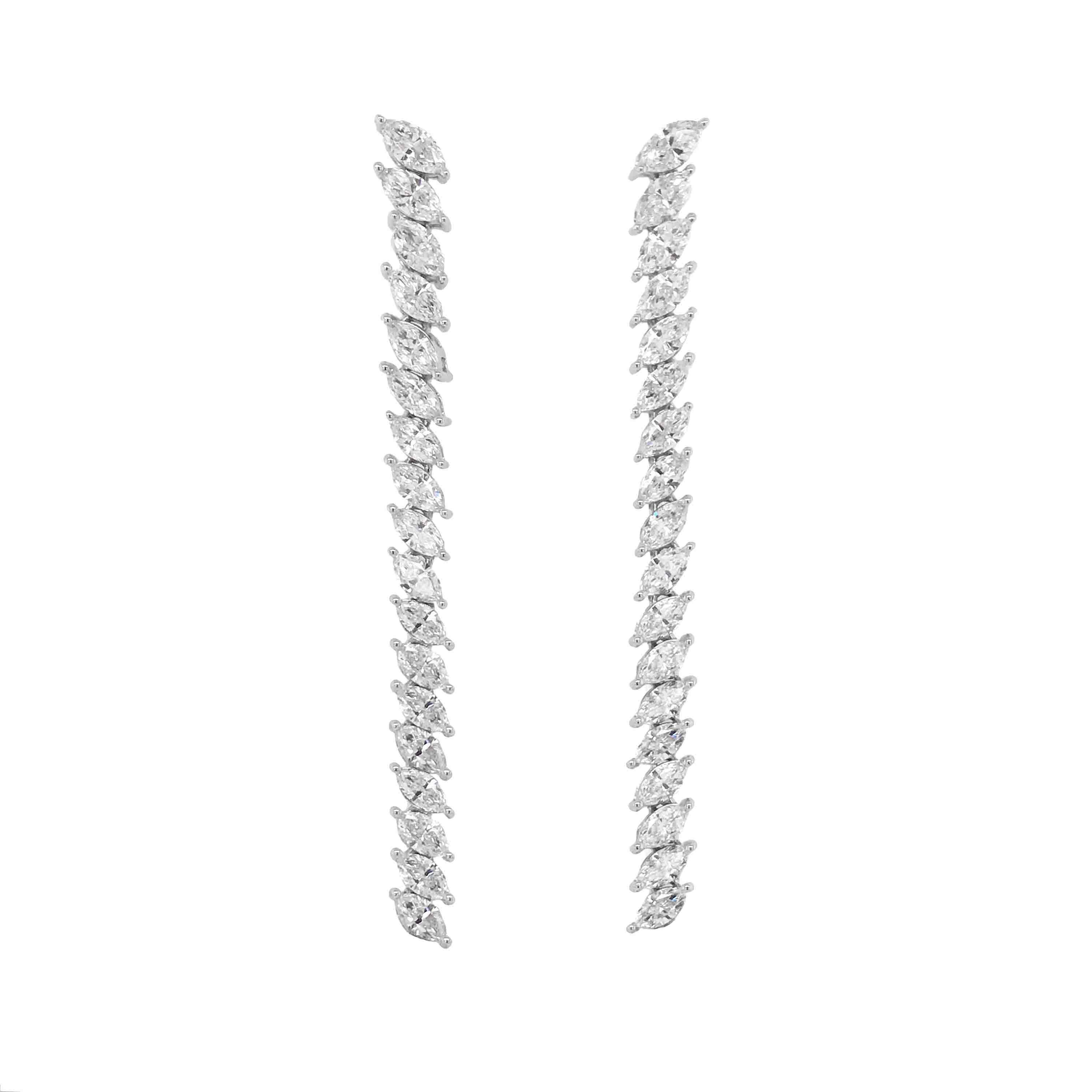 Marquise Cut Marquise Diamond Convertible Earrings 3.88 Carat in 18 KT White Gold 