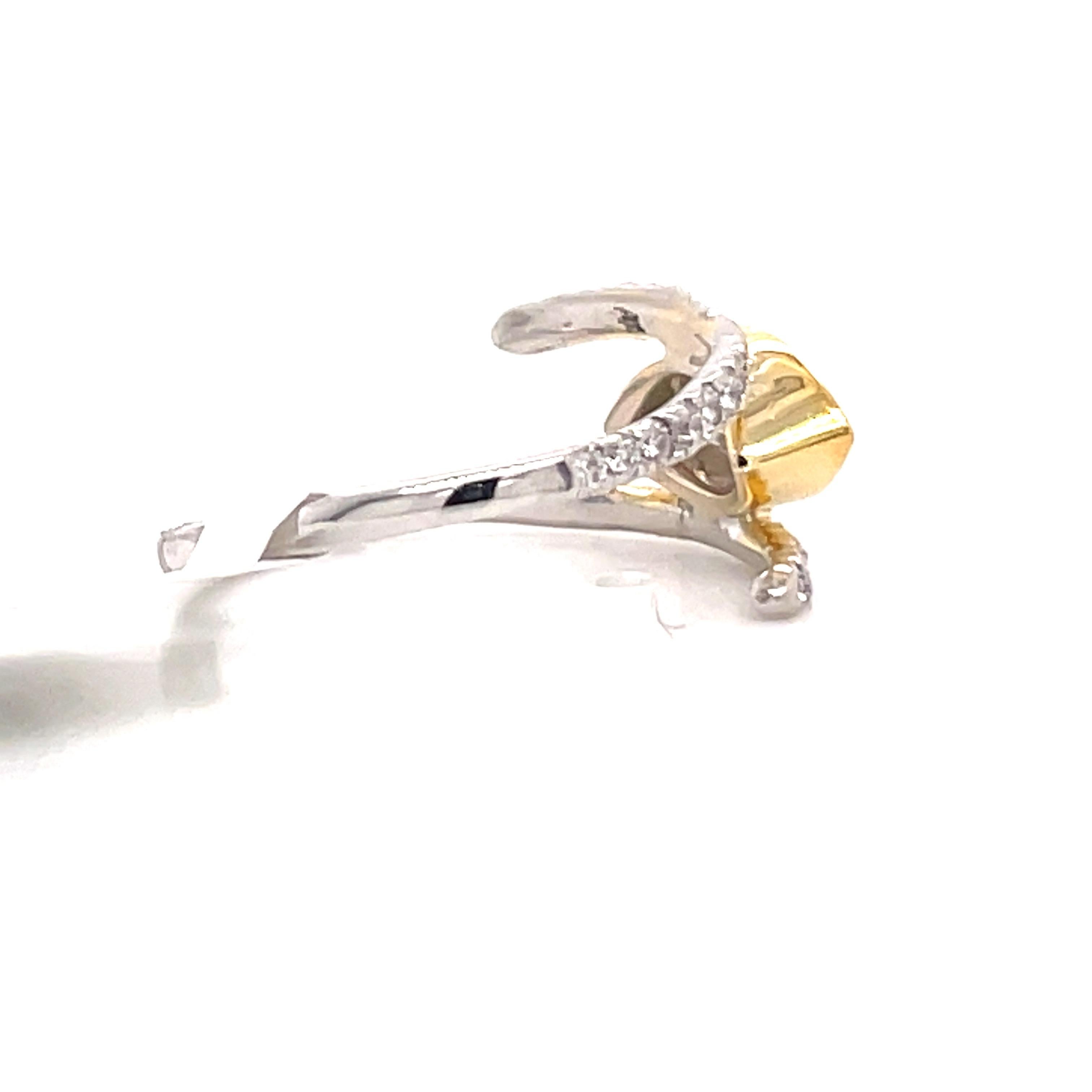 Marquise Diamond Crossover Ring 1.43 Carat 14 Karat White and Yellow Gold For Sale 2