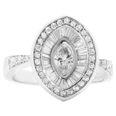 Marquise Diamond Double Halo White Gold Cocktail Ring