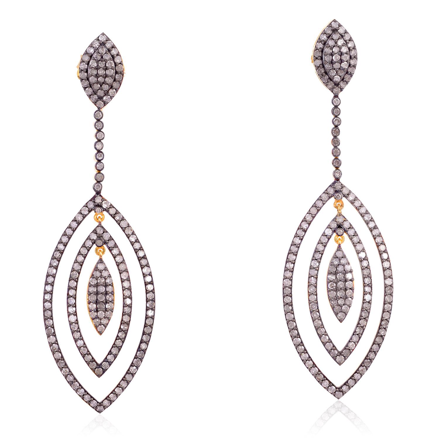 Diamant-Tropfen-Ohrringe mit Marquise-Diamant (Marquiseschliff) im Angebot
