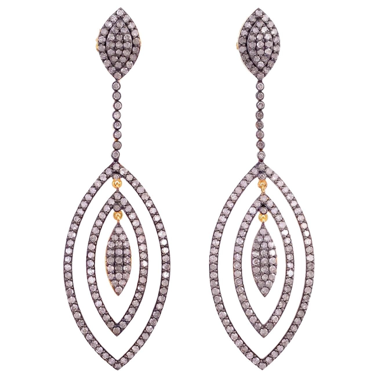 Marquise Diamond Drop Earrings For Sale