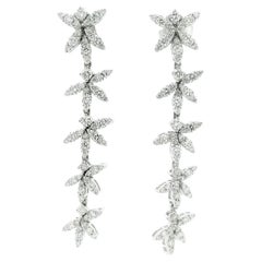 Marquise Diamond Drop Earrings in 18K White Gold, 1.63 Carats