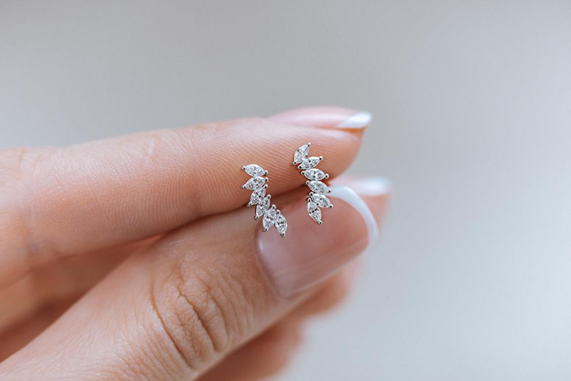 Artist Marquise diamond earrings For Sale