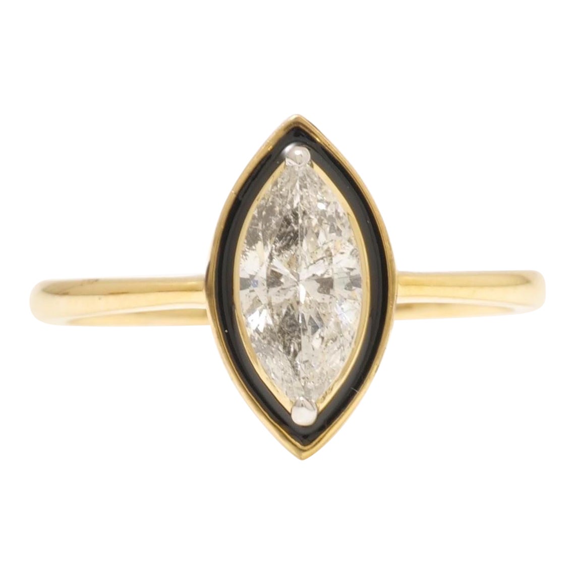 Anillo con halo de diamantes marquesa esmaltados en oro macizo de 14k (certificado) en venta