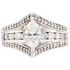 Marquise Diamond Engagement Ring in 14 Karat White Gold with 1.80 Carat Diamonds