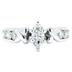 Marquise Diamond Engagement Ring in 14k White Gold