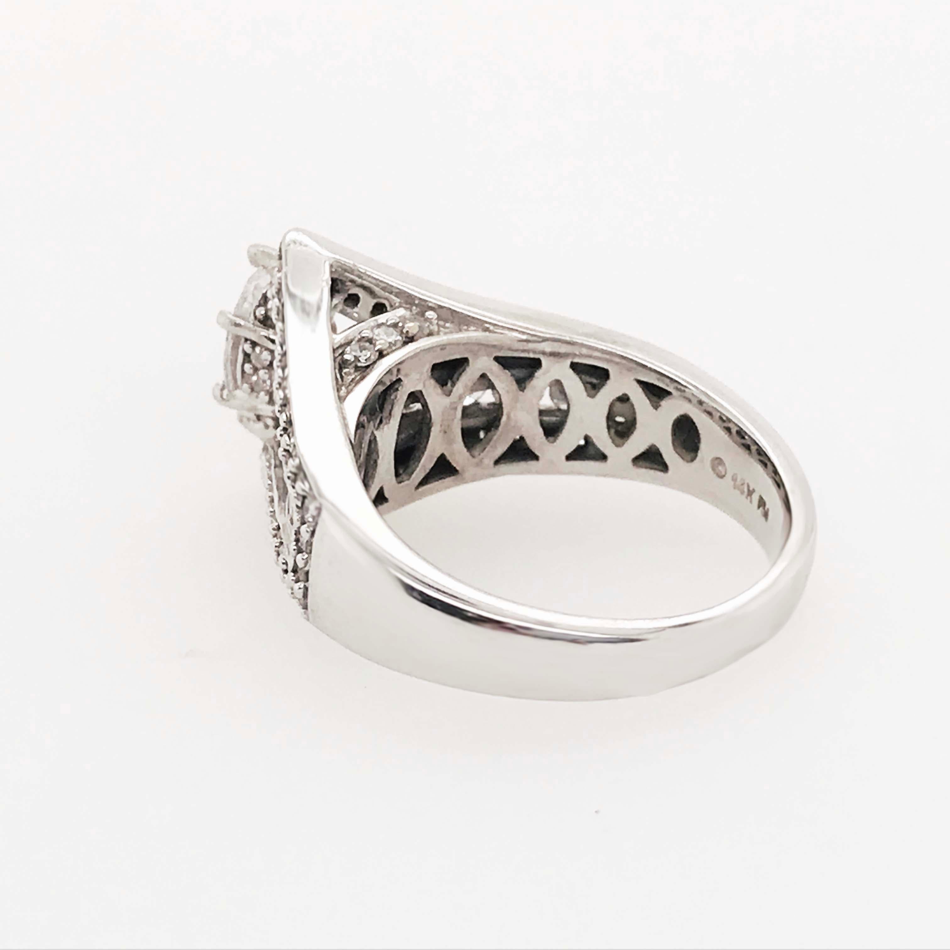 Artisan Marquise Diamond Engagement Ring in 14 Karat White Gold with 1.80 Carat Diamonds For Sale