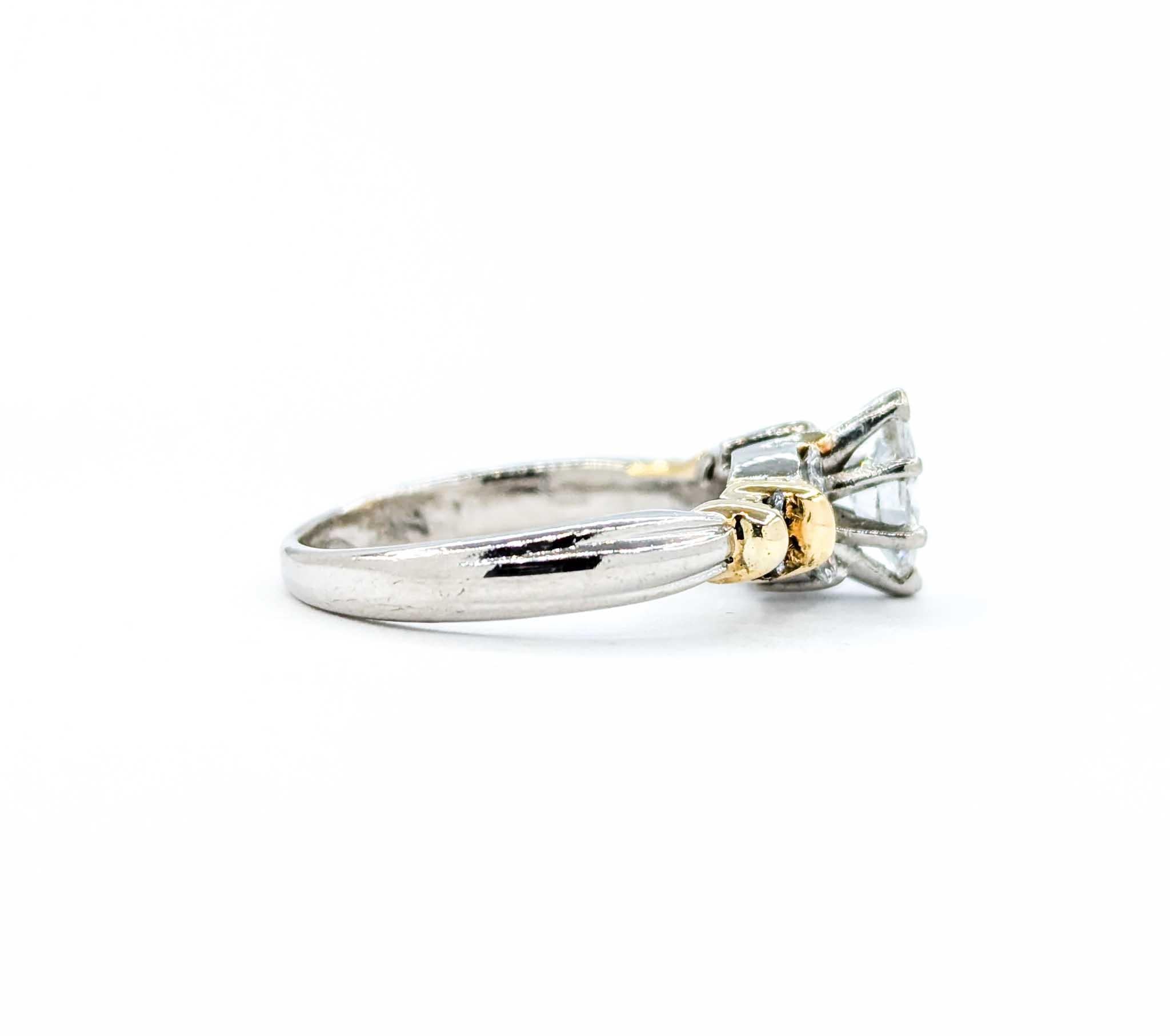 Marquise Diamond Engagement Ring in Platinum and 18k Yellow Gold 1