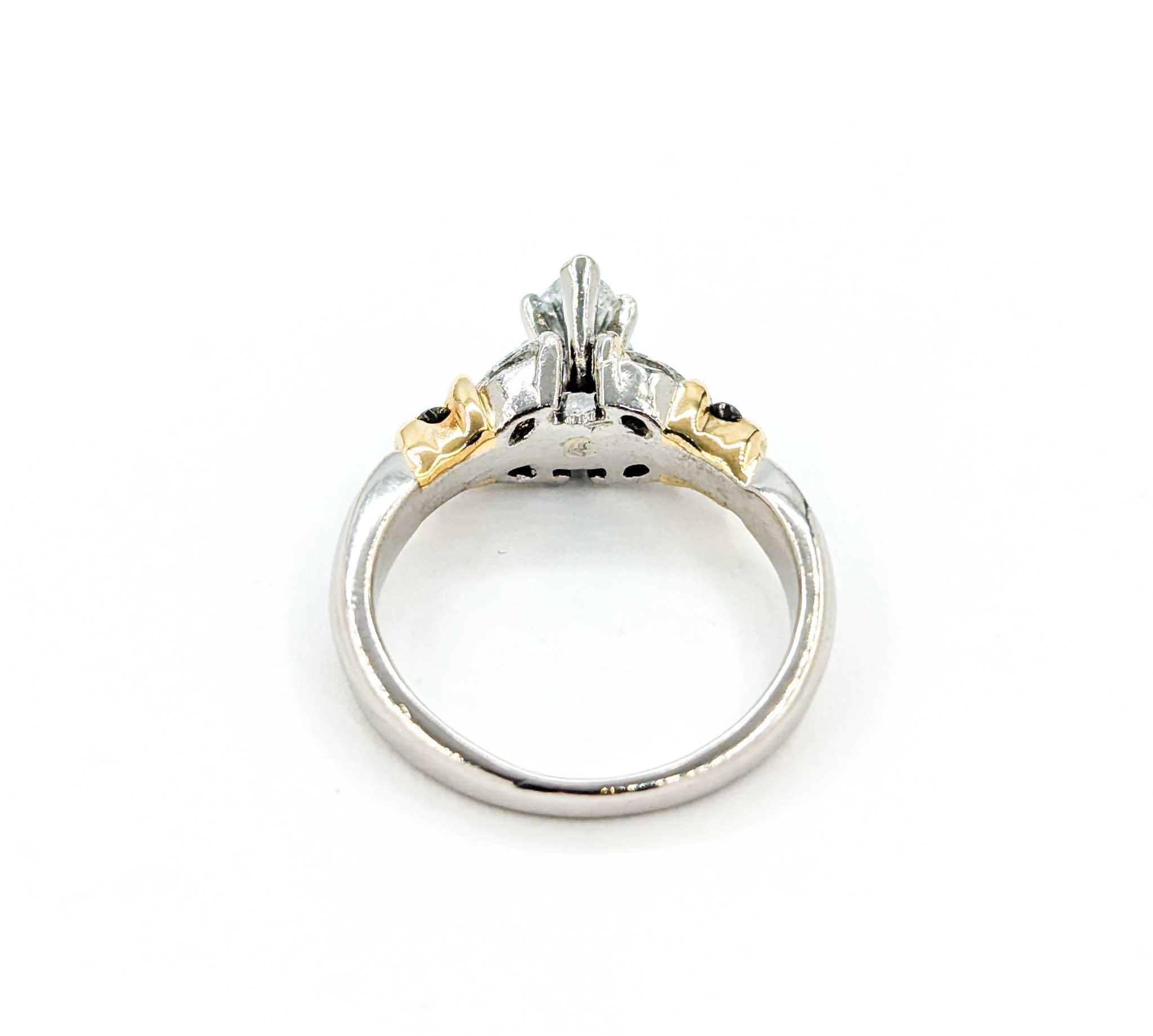 Marquise Diamond Engagement Ring in Platinum and 18k Yellow Gold 2