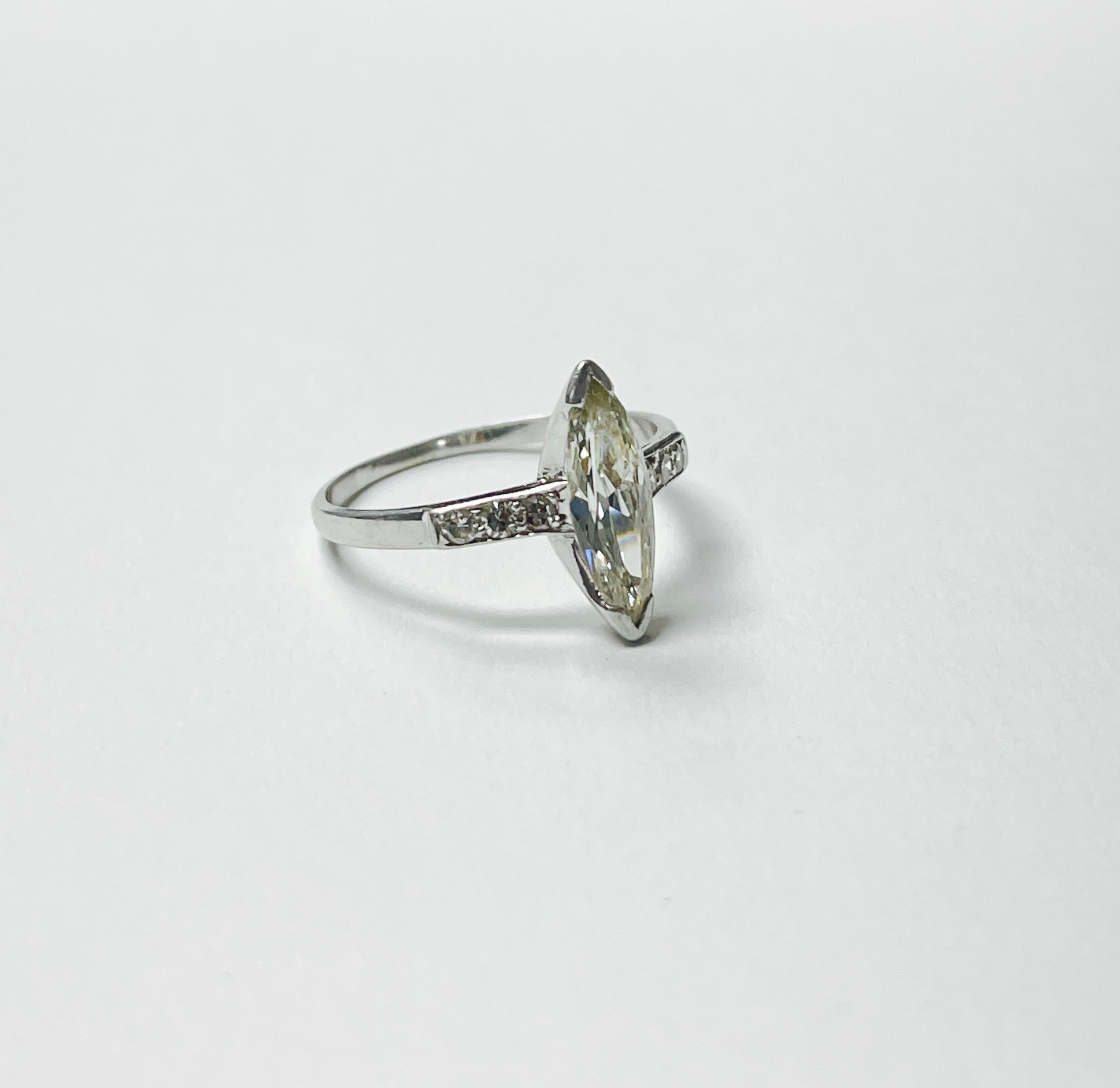 Contemporary Marquise Diamond Engagement Ring in Platinum