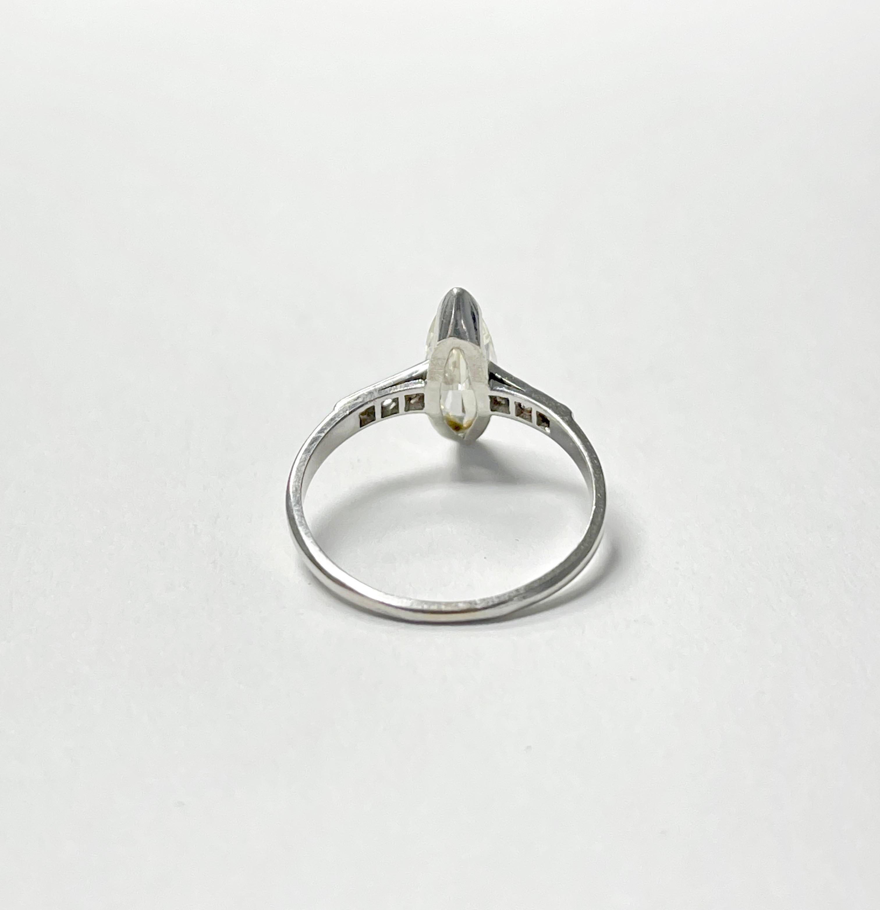 Contemporary Marquise Diamond Engagement Ring in Platinum