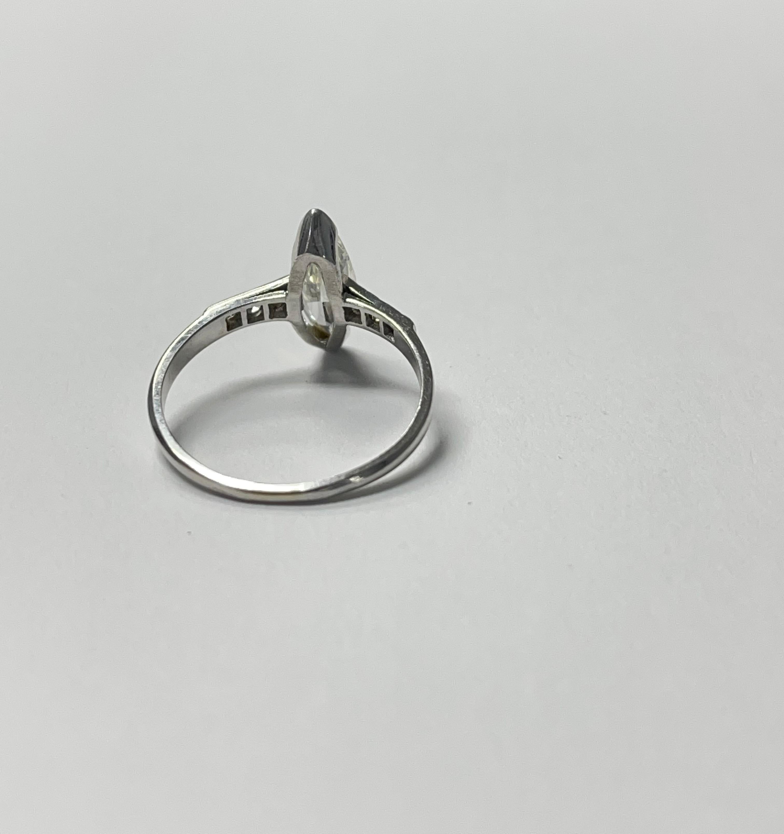Women's or Men's Marquise Diamond Engagement Ring in Platinum