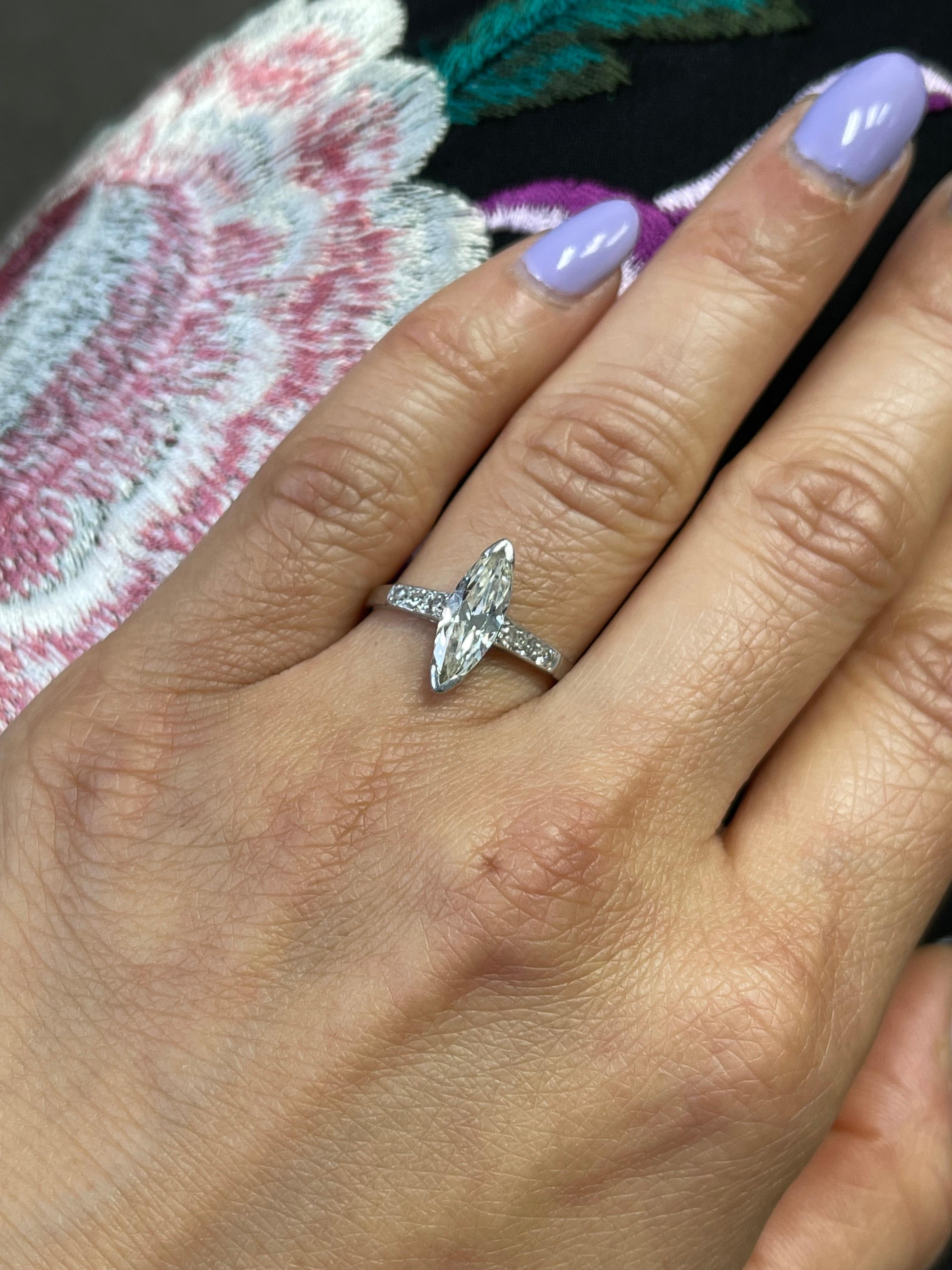 Marquise Diamond Engagement Ring in Platinum 2