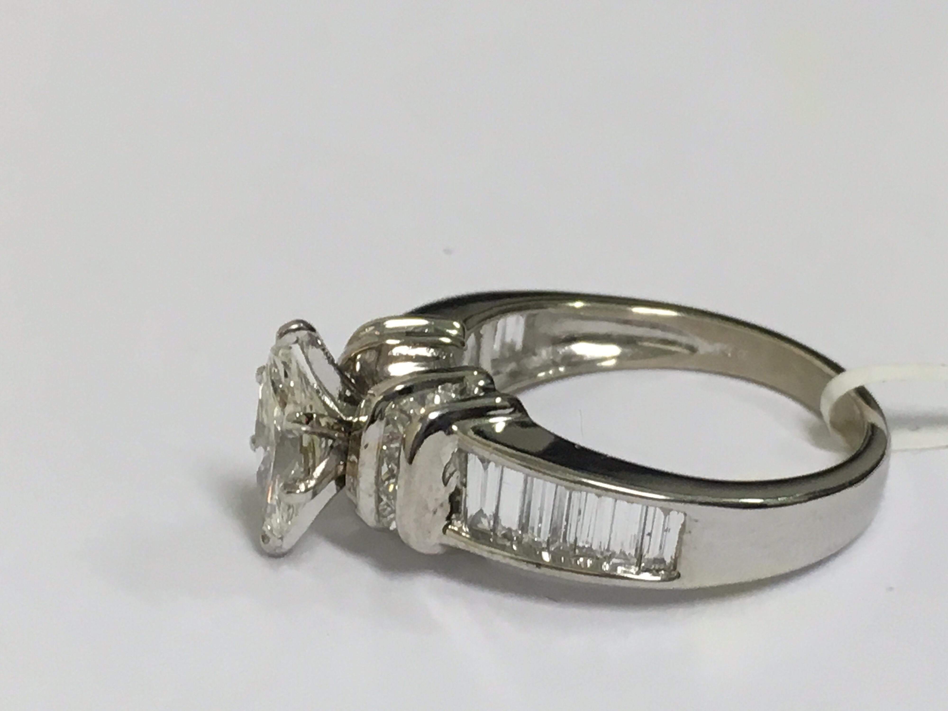Art Nouveau Marquise Diamond Engagement Ring Set in White Gold