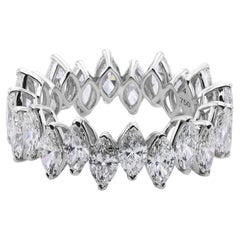 Anello a fascia con diamante Marquise, 4,31 carati, purezza SI, oro bianco massiccio 14K