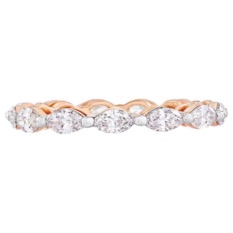 Marquise Diamond Eternity Ring 1.22 Carat in 18 Karat Rose Gold