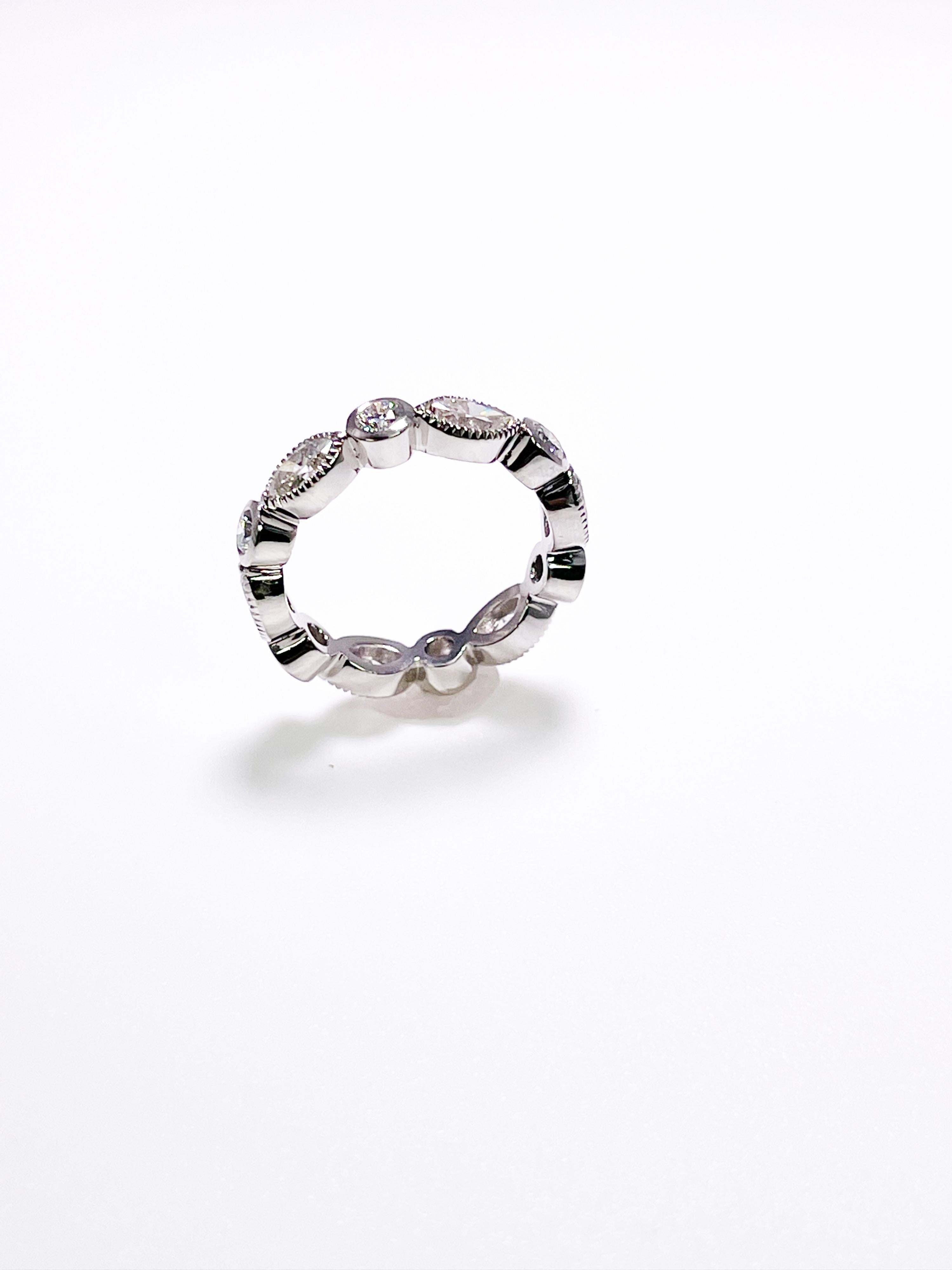 Modern Marquise Diamond Eternity Ring in Platinum 1.50ct For Sale