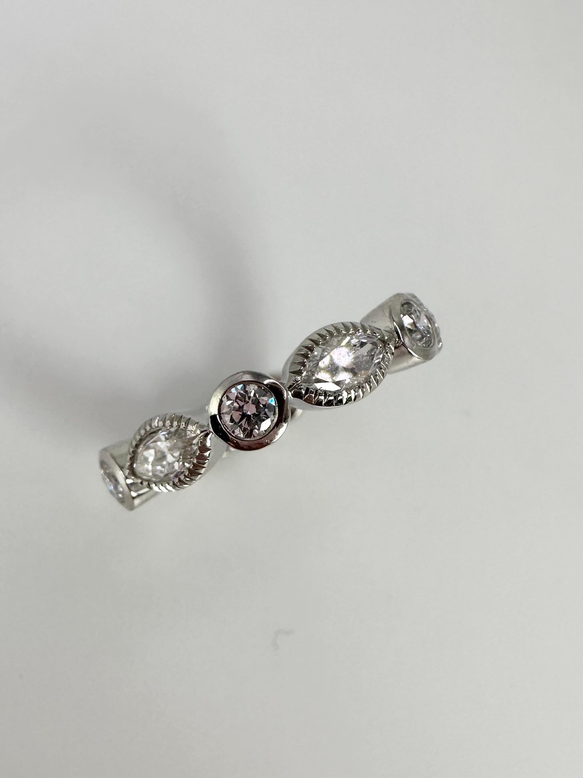 Women's or Men's Marquise Diamond Eternity Ring Platinum Diamond Ring 1.7ct of Diamonds Large For Sale