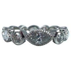Anillo de eternidad de diamantes marquesa Anillo de diamantes PLATINO 1,7 ct de diamantes grande